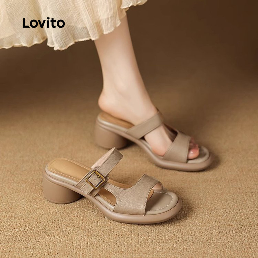 Lovito  รองเท้าส้นสูงผู้หญิงเรียบง่ายหรูหรา LFA109098