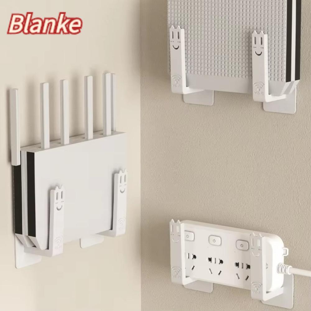 BLANKE ขายึดกล่องชุด 2 ชิ้น, ทนทานโดยไม่ต้องเจาะที่วางเราเตอร์, ชั้นเก็บของพลาสติกติดผนังแบบพกพาสําหรับห้องนั่งเล่น