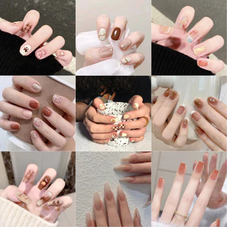 ❤️พร้อมส่ง❤️ เล็บเพรสออนเฉดสีครีมคาปูชิโน่หลากสไตล์ ติดง่าย ถอดใช้ซ้ำได้ ไม่ทำเล็บเสีย ดูเรียบหรู