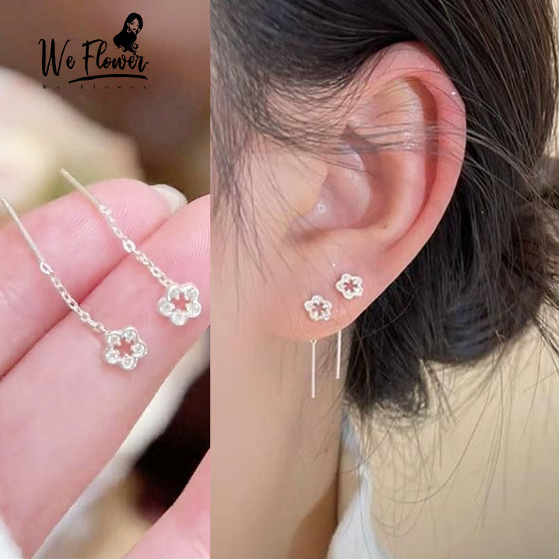 We Flower หวานน่ารักส925เงินพู่โซ่ดอกไม้วางต่างหูสําหรับผู้หญิงสาวสวมใส่ทุกวันห้อยหูดอกไม้เครื่องประดับ
