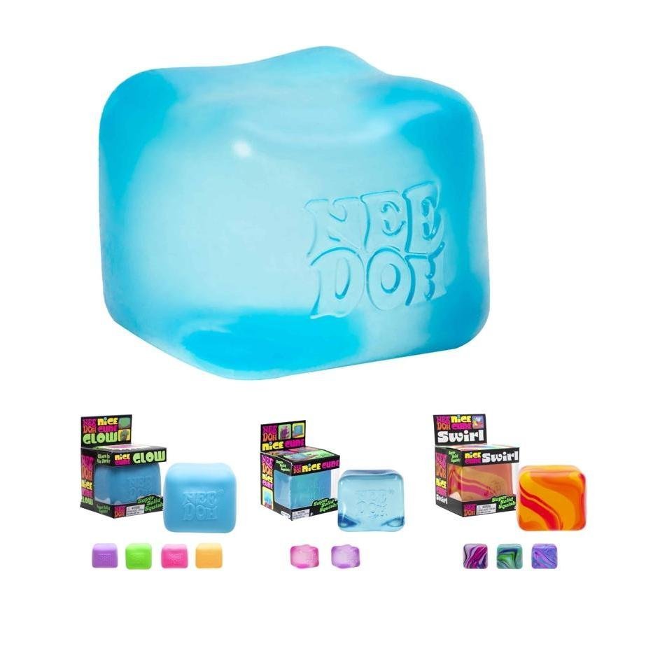 NeeDoh Nice Cube – Sensory Fidget Toy พร้อม Super Solid Squish, บรรเทาความเครียดแบบยืดได้, สีสุ่มเดียว
