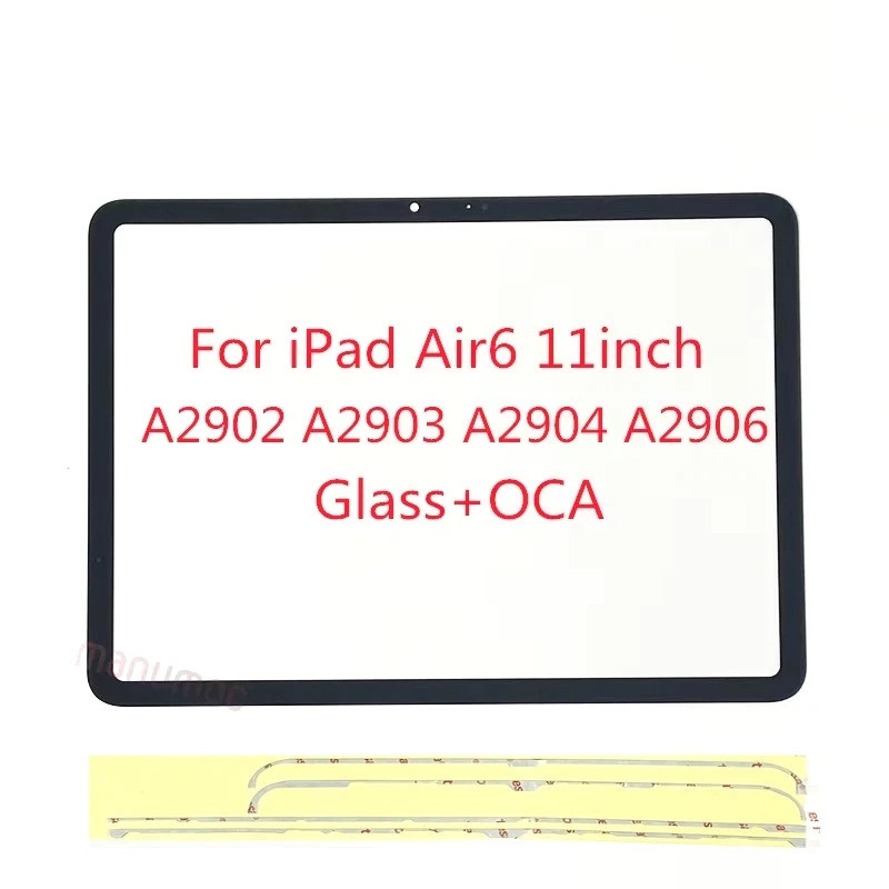 OEM ด้านหน้าหน้าจอกระจกด้านนอกพร้อม OCA กรอบสติกเกอร์สําหรับ iPad Air 6 11 นิ้ว A2902 A2903 A2904 A2