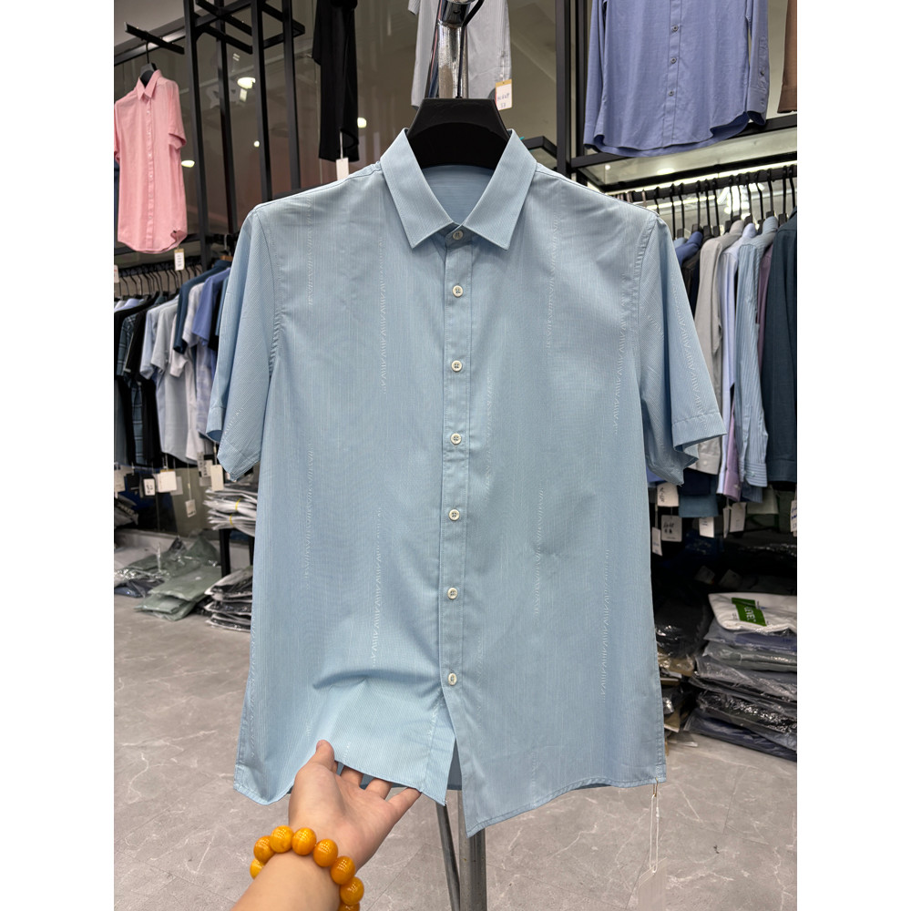 [Doujia Cut Label] Drape Silky Mens Summer Thin Business Casual Slim-fit Slimmer Lookเสื้อแขนสั้น