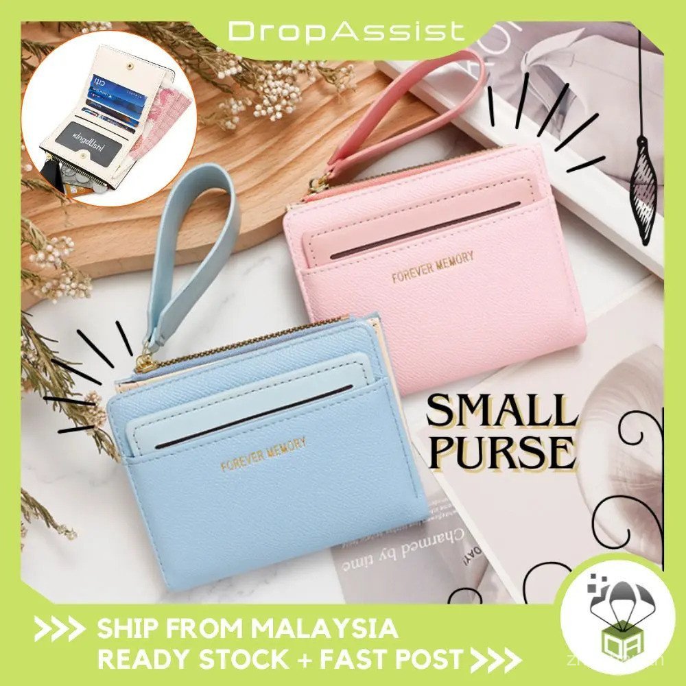 DROPASIST 2391 คลังสินค้าพร้อมผู้หญิงกระเป๋าสตางค์สั้น PU หนังซิปกระเป๋าสตางค์ Dompet Wanita VLF0