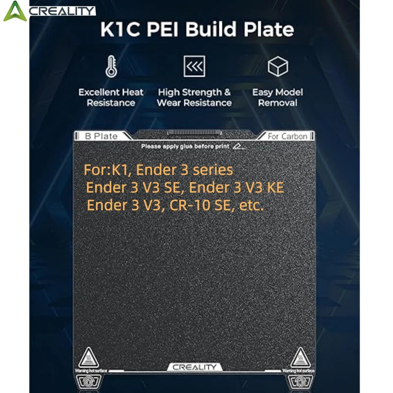 HB Creality K1 SE Build แผ่น 235x235 มม. Textured PEI แผ่นหัวฉีดทําความสะอาดแพลตฟอร์มสําหรับ K1 SE/K