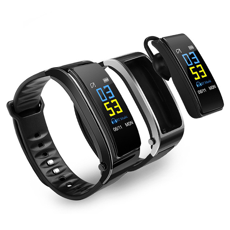 Y3plus หน้าจอสีสร้อยข้อมือสมาร์ทบลูทูธฟังเพลงการโทร 2 ใน 1 Heart Rate การตรวจสอบการนอนหลับ Pedometer