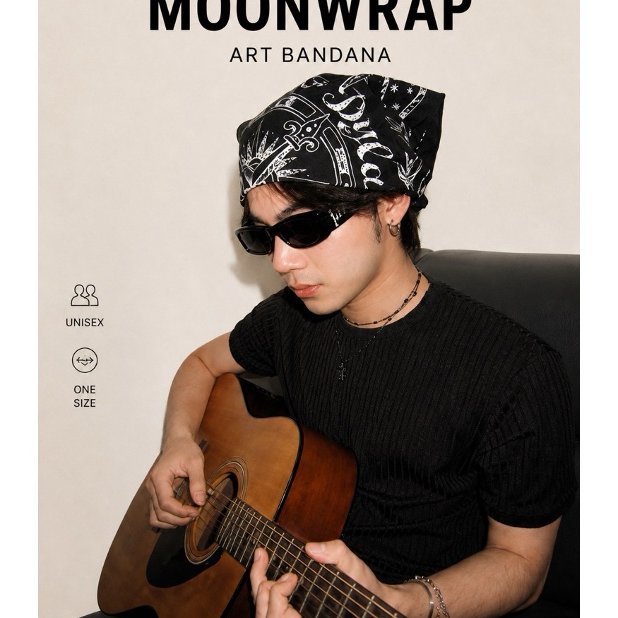 ผ้าพันคอ Bandana ผ้าฝ้าย Cotton ลายวินเทจ 55×55 ซม. สายแฟชั่นสตรีท