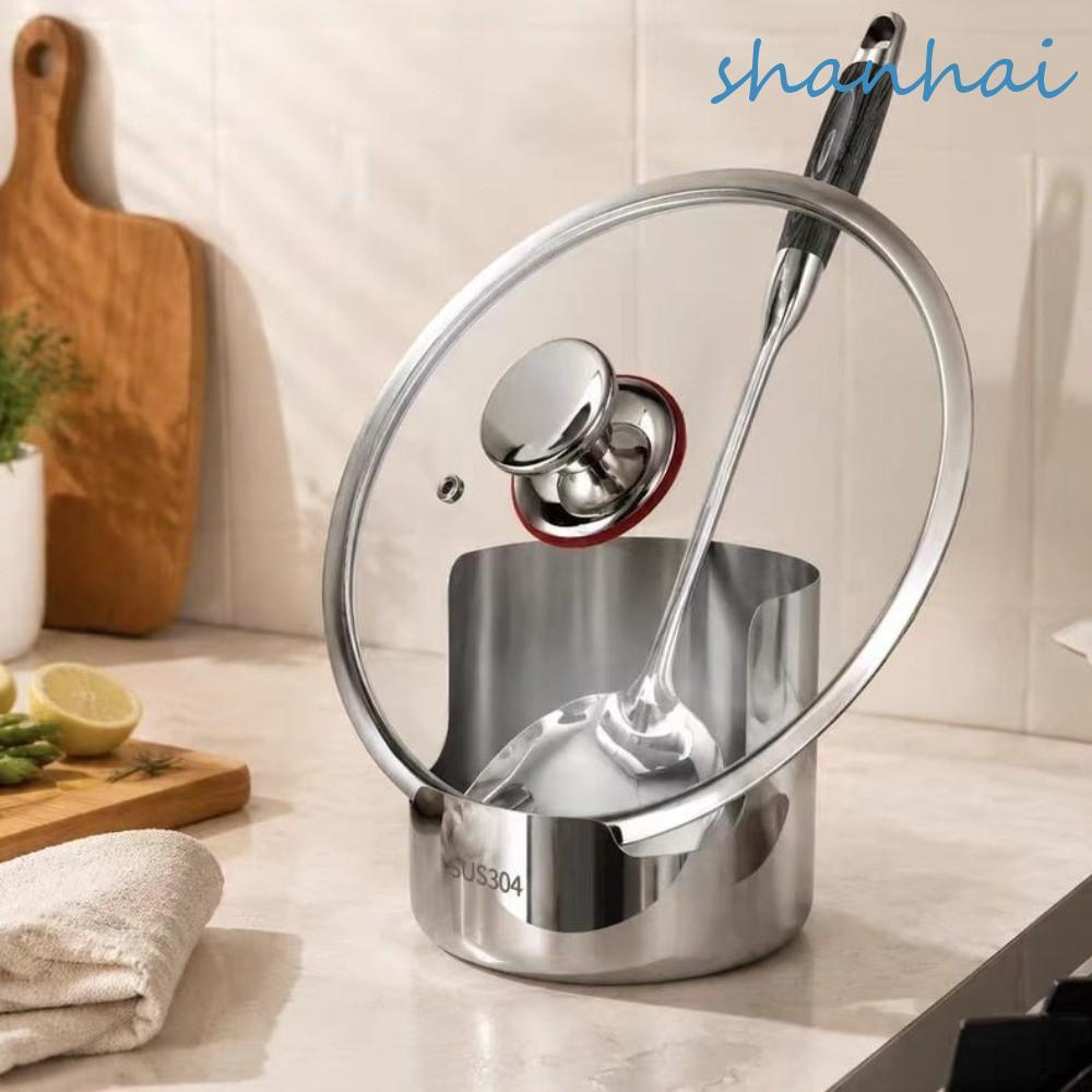 SHANHAI ชั้นเก็บของฝาหม้อ, ที่ใส่ช้อนสแตนเลสกันลื่น, เตาอบขาตั้งตะเกียบแนวตั้งทนความร้อนที่เสถียรอเนกประสงค์