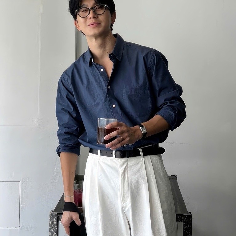เสื้อเชิ้ตแขนยาวคอปกเยอรมันพร้อมผ้าอ๊อกฟอร์ดหนาอ่อนเยาว์หรูหราสไตล์เกาหลีผสมและจับคู่ง่าย| ร้าน NTD