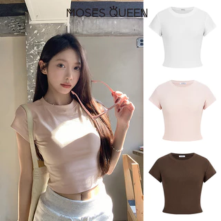 < MOSESQUEEN > เสื้อผ้าสกรีนแบบแขนสั้น ชุดพื้นฐานฤดูร้อน ขนาดเล็ก รูปทรงหลวม ด้านหน้า ไหล่ คอต้องห้าม เสื้อผ้าสกรีนแบบคอปก ลำตัวเรียบ สีเดียว #63435