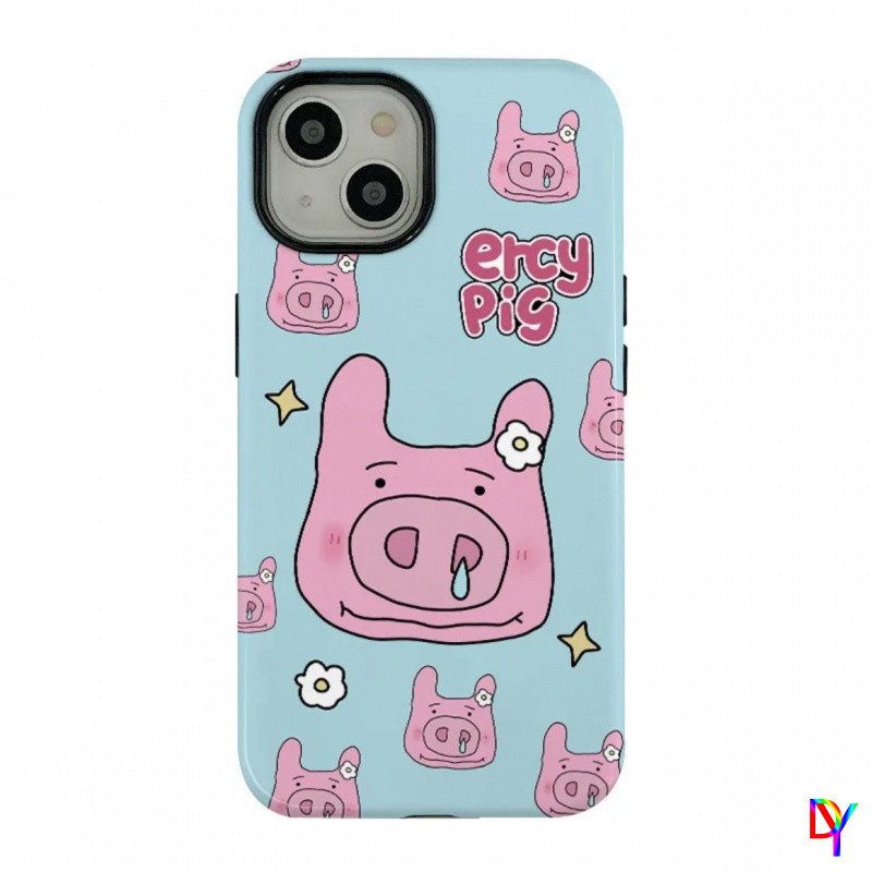 Martha Piglet สําหรับ iPhone 16/17Pro เคสโทรศัพท์ iPhone 15ProMax ฟิล์ม 2-in-1 14/13/12/11Promax Xsmax 7/8plus เคสป้องกันการตกสองชั้น