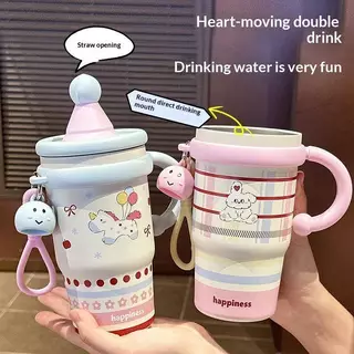 [MAKY] การออกแบบการ์ตูน 600ml สแตนเลส 316 Tumbler สําหรับสาว ๆ เหมาะสําหรับ Travel Office Gym TH
