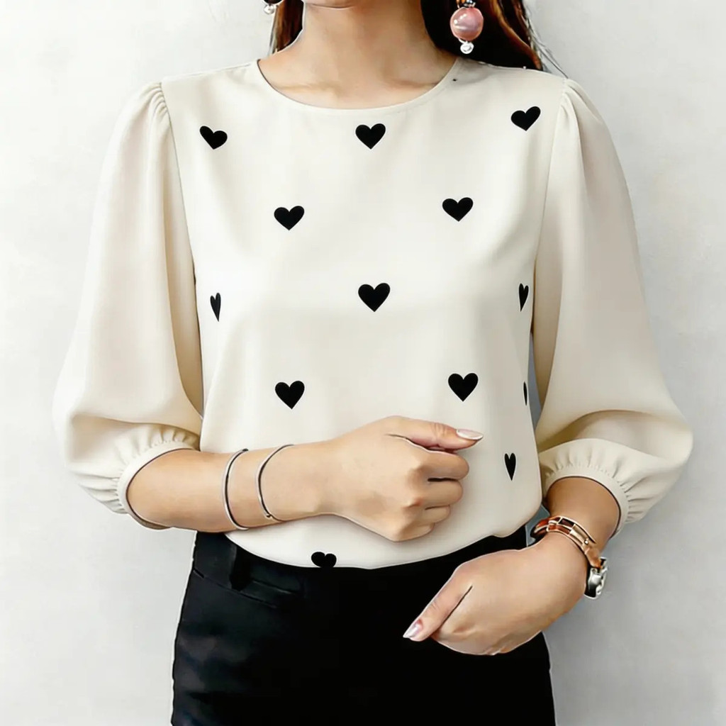 เสื้อเชิ้ตพิมพ์ลายลําลองผู้หญิงทรงหลวมดีไซน์ทันสมัยและอเนกประสงค์ราคาไม่แพงและสวมใส่สบาย