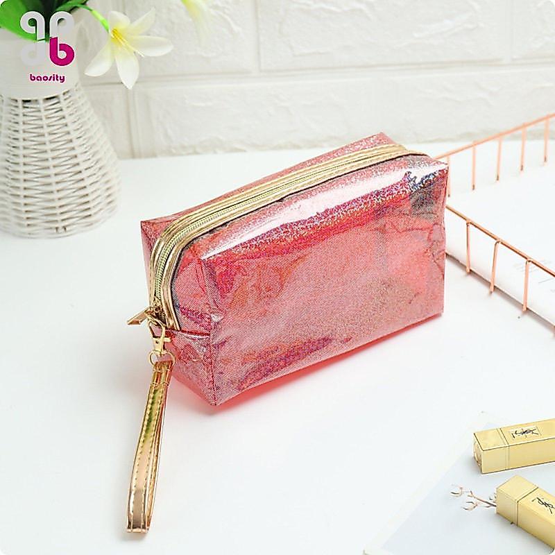 [Baosity] กระเป๋าใส่เครื่องสําอางแบบใสกระเป๋าใส่อุปกรณ์อาบน้ํา PVC กันน้ํามีซิปสําหรับใช้ในการเดินทางและยิม