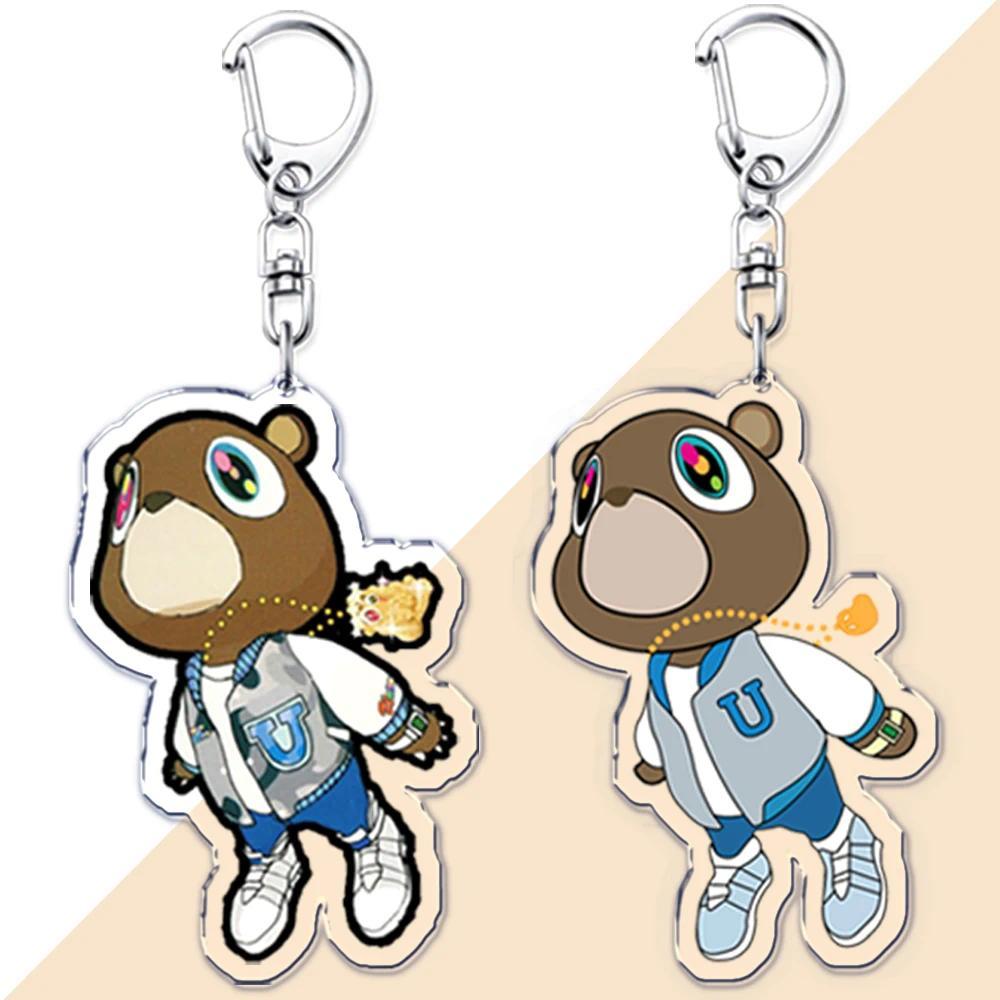 ยอดนิยม Rapper YE พวงกุญแจจบการศึกษา Kanye Dropout Bear Key Chain แฟนเพื่อน West ของขวัญ