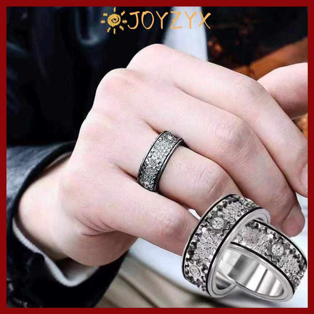 จัดส่งจากประเทศไทยJOYZYX Gear Spinner Rings Handmade Diamond หมุน Mechanical Cubic Zirconia
