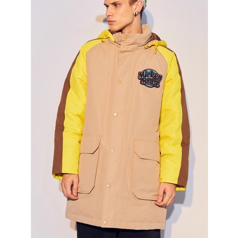 ใส่ฤดูหนาว Metes กลางความยาว Hooded Down Jacket ผู้ชายอินเทรนด์ Disney Co-Branded Warm Duck Down Jac