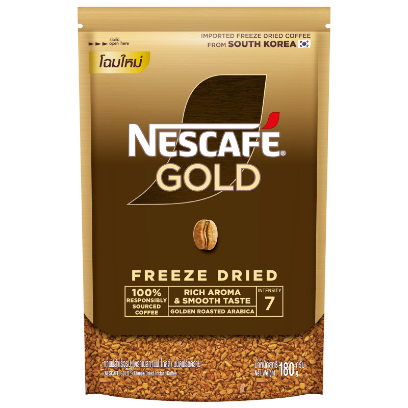 เนสกาแฟโกลด์กาแฟสำเร็จรูปพรีเมี่ยมถุงตั้ง 180ก Nescafe Gold Premium Instant CoffeeDoy Pack 180g [8850124044280 ]