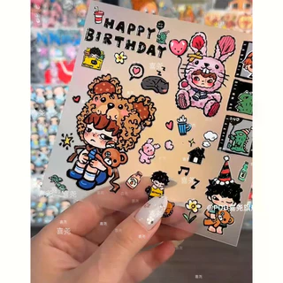 Pop Mart Hirono Hirono สติกเกอร์การ์ตูน diy เคสโทรศัพท์แท็บเล็ตพีซีคู่มือสติกเกอร์ตกแต่ง