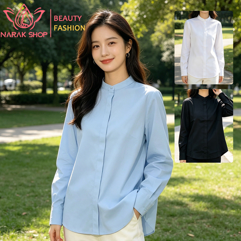 เสื้อเชิ้ตผู้หญิงแขนยาว ทรงตรง  ผ้านิ่มใส่สบาย