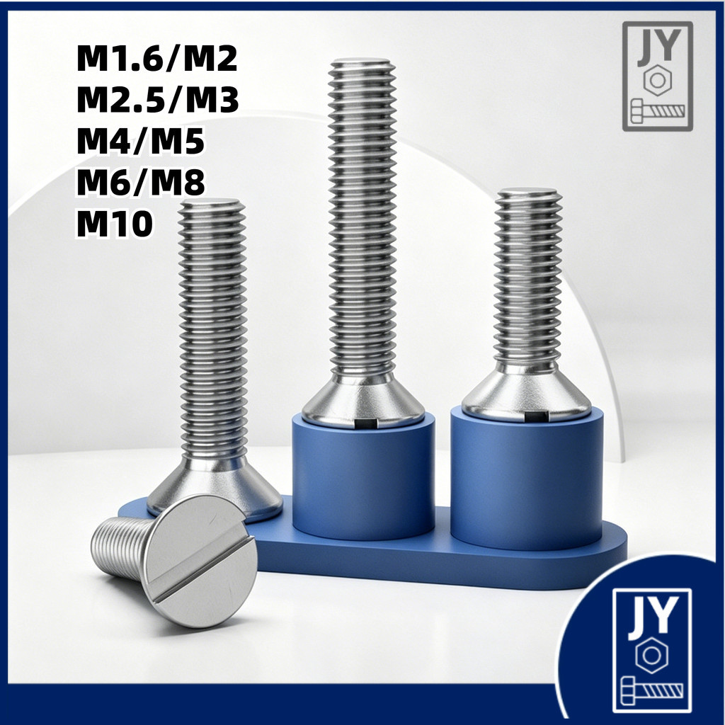 GB68 304 สแตนเลส one-word slot consunk หัวสกรู slotted แบนหัวสกรู M1.6M2M2.5M3M4M5M6M8M10HEJUNYANG