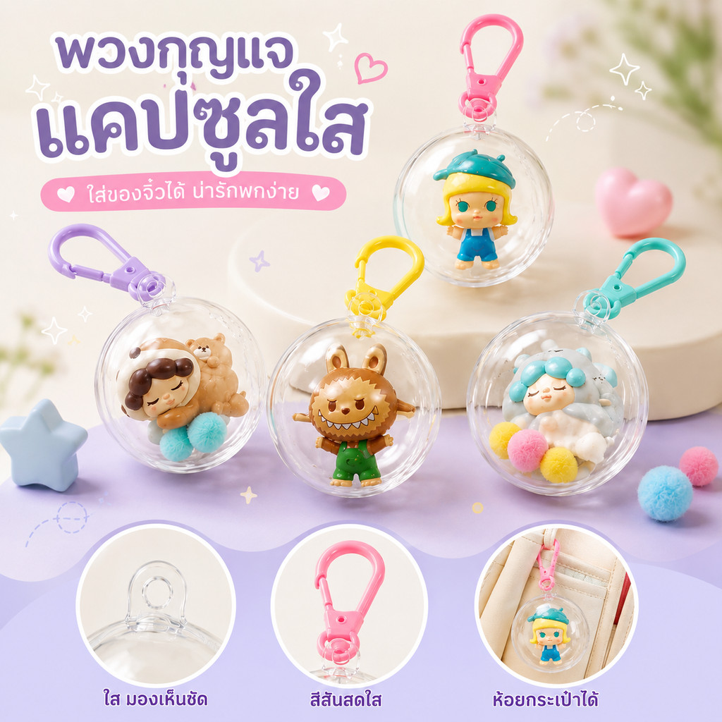 COD🥰บอลใส บอลใส่ตุ๊กตา บอลใส่เงิน กลม บอลใส่ของขวัญ ลูกบอลจัดเก็บลูกเอลฟ์ Hacipupu CRYBABY PPG / Baby Three 5,8,10,14cm
