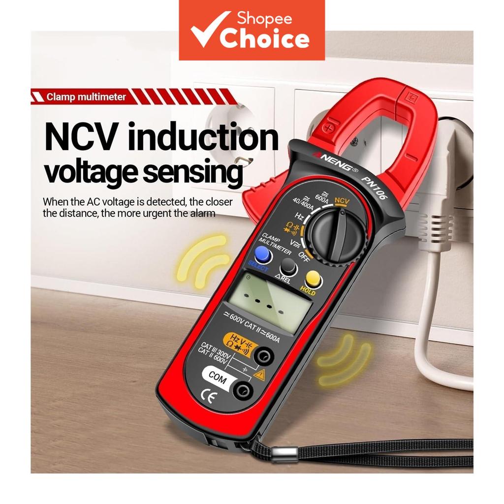 หลายหน่วย ANENG PN106 เครื่องวัดการทดสอบแคลมป์ดิจิตอลมัลติฟังก์ชั่น