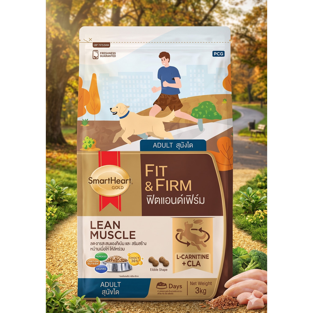 SmartHeart GOLD Fit&Firm อาหารสุนัข สูตรฟิตแอนด์เฟิร์ม สำหรับสุนัขพันธุ์ใหญ่ ขนาด 20 กก.{อาหารสุนัขเม็ด}