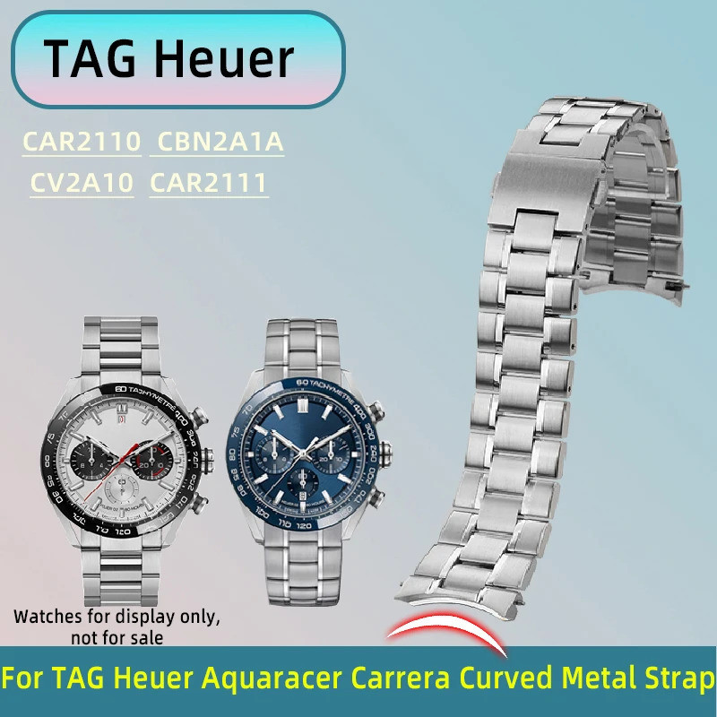 Curve end สร้อยข้อมือสแตนเลสสําหรับ Heuer TAG Aquaracer CAR2111 Series CAR2110 CBN2A1A CV2A10 band น