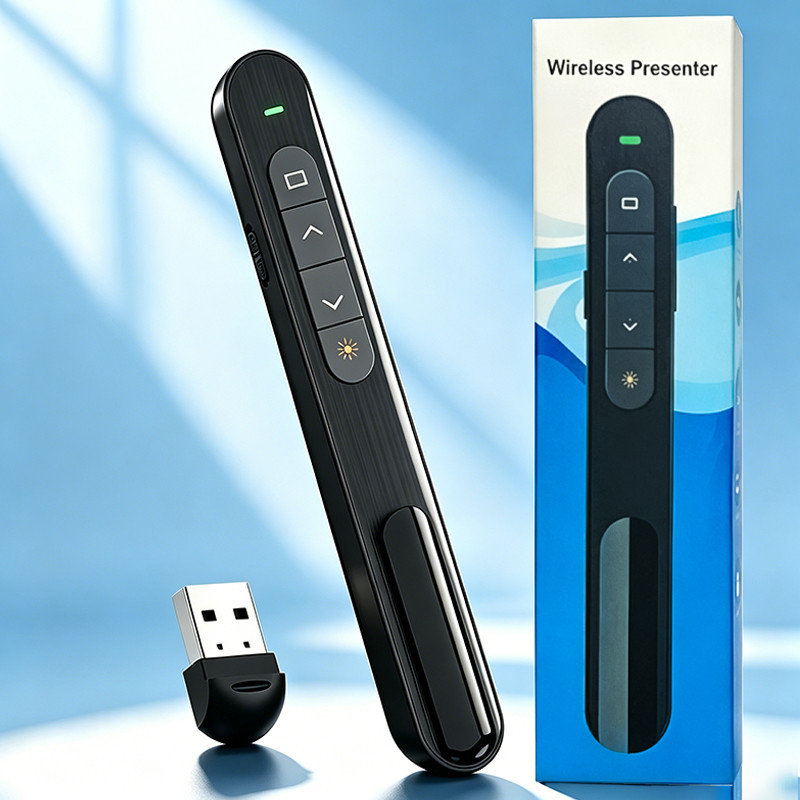 Wireless Presenter USB เลเซอร์พอยเตอร์ ปากกาเลเซอร์ 2.4GHz กดเลื่อนสไลด์ได้ สำหรับการชี้/นำเสนองาน