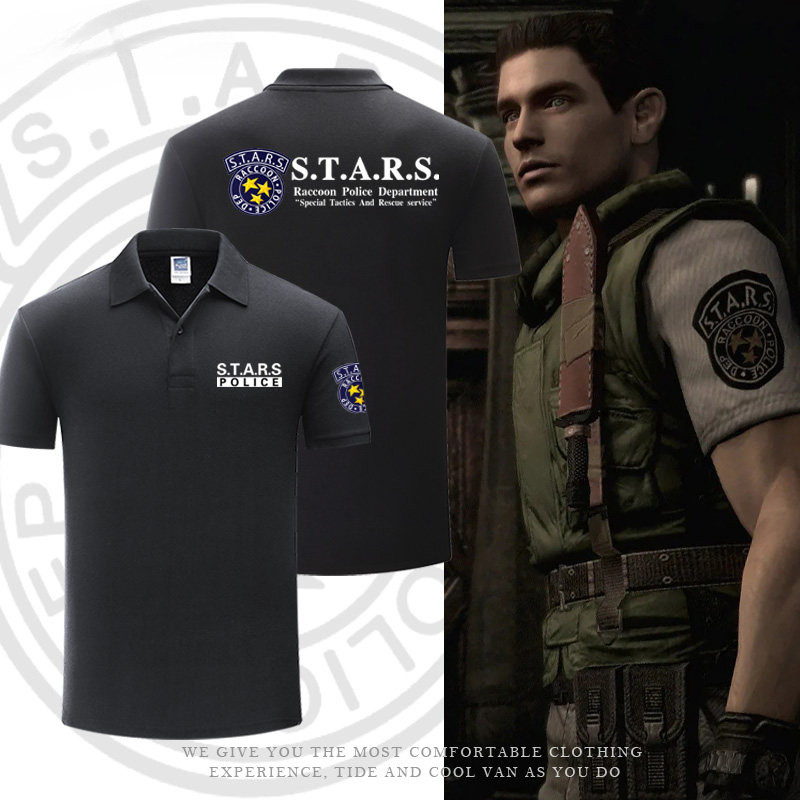 เสื้อโปโลลายใหม่จากเกม Resident Evil S.T.A.R.S. พิมพ์โลโก้ตัวละครทุกตัว เหมาะสำหรับใส่ลำลองเล่นกีฬา