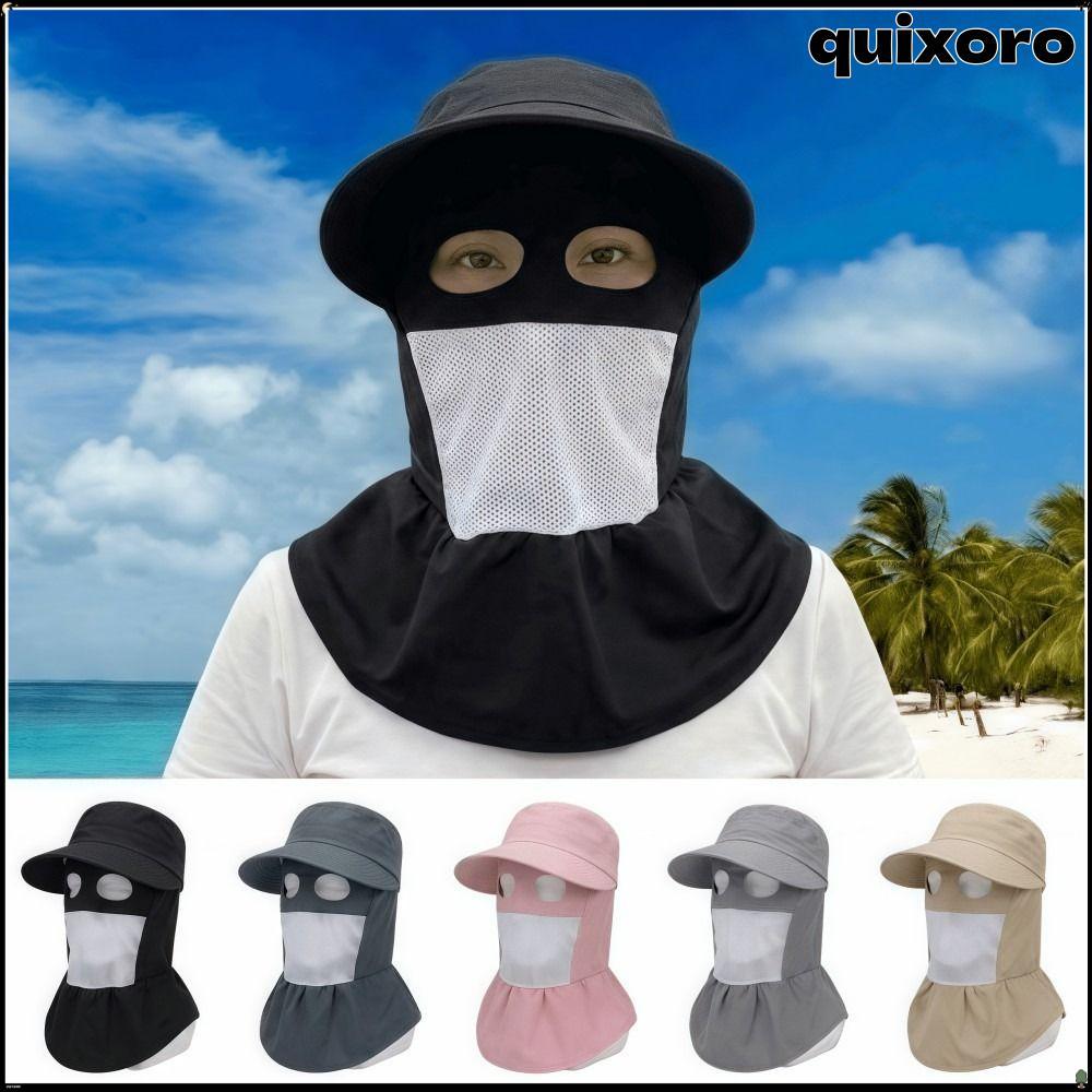 QUIXORO หมวกเก็บชา, หมวกกันแดดปีกกว้างระบายอากาศได้, แฟชั่นน้ําหนักเบาเต็มห่อป้องกันรังสียูวีหมวกชาวประมงฤดูร้อน