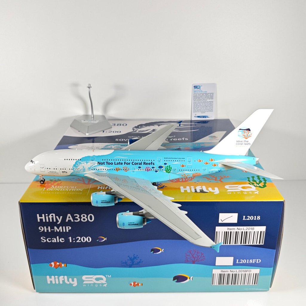 จัดส่งรวดเร็ว - SQ Wings L2018 1: 200 HiFly Portugal Goofy A380 9H-MIP Alloy