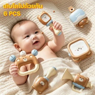 ชุดของเล่นสำหรับทารกแรกเกิด 6 PCS ของเล่นเขย่าเด็กอ่อน Soothing วัสดุซิลิโคน เสริมพัฒนาการ