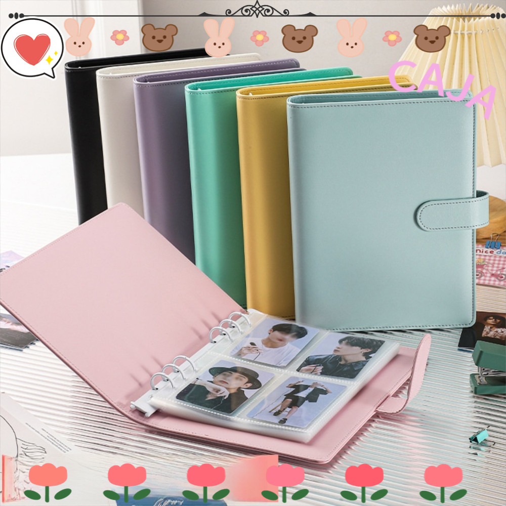 CAJA1 อัลบั้มภาพ, A5 PU Kpop Idol Photocards ผู้ถือ,หลายกระเป๋าสีทึบหลวม Binder Photo Card Supplies