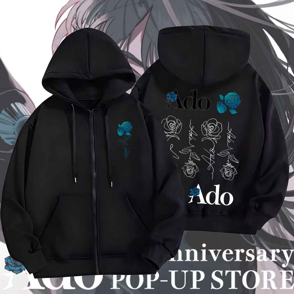 Ado Concert Theme Zip Hoodie Unisex Cotton Blend Hooded Sweatshirt