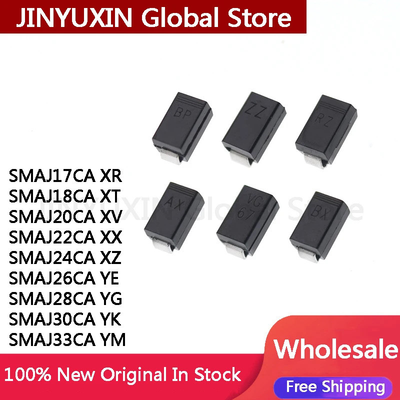 5 ชิ้น SMAJ17CA XR SMAJ18CA XT SMAJ20CA XV SMAJ22CA XX SMAJ24CA XZ SMAJ26CA YE SMAJ28CA YG SMAJ30CA 