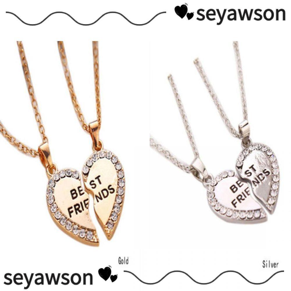 SEYAWSON 2PCS Bff สร้อยคอเพื่อนที่ดีที่สุด Silver/Gold Plated Friendship