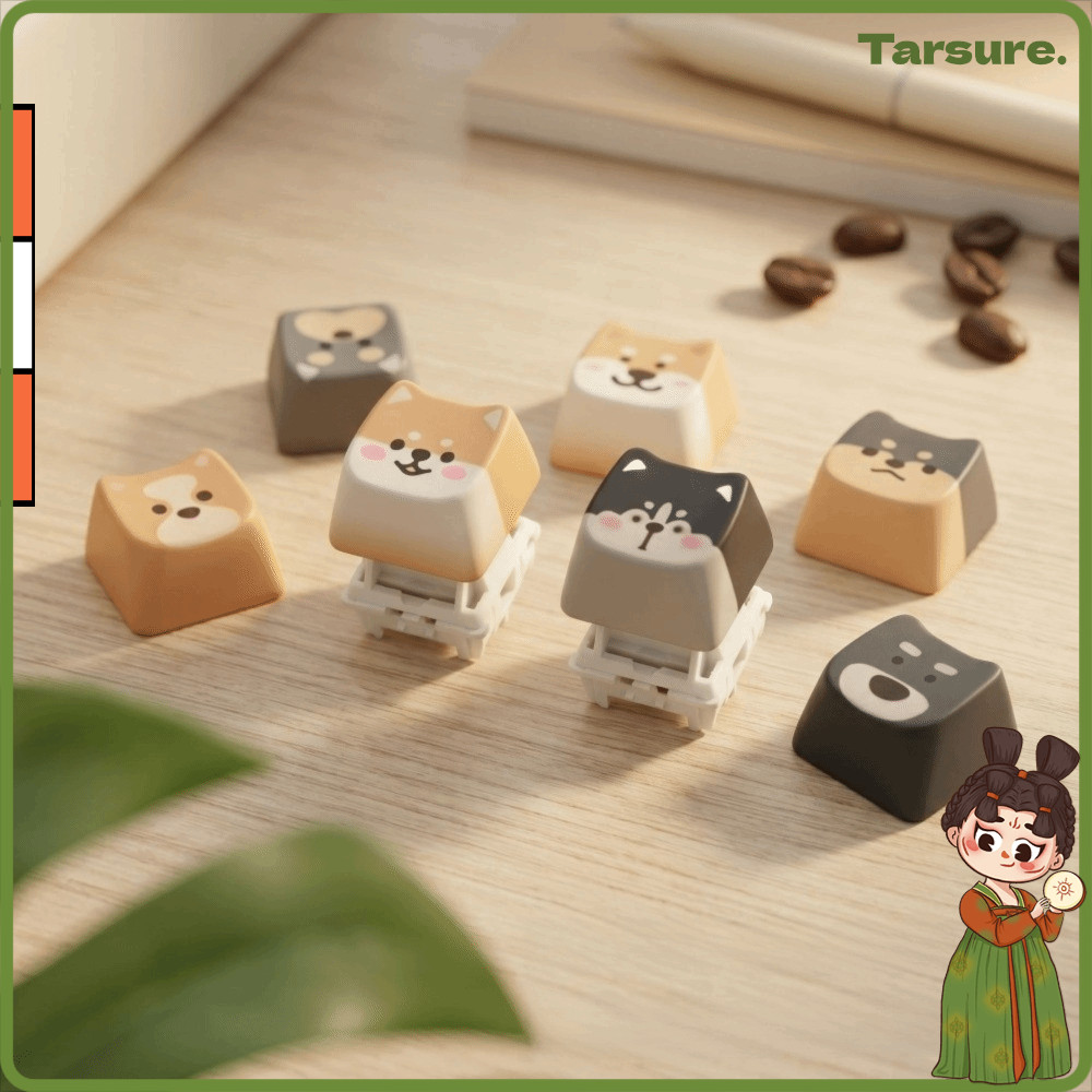 TARSURETH พวงกุญแจปุ่มกด, ผ่านเวลาสุนัขรูปแบบนิ้วคีย์บอร์ด, Creatve แบบพกพาความวิตกกังวลบรรเทาน้ําหนักเบาของเล่นบีบอัดนักเรียน