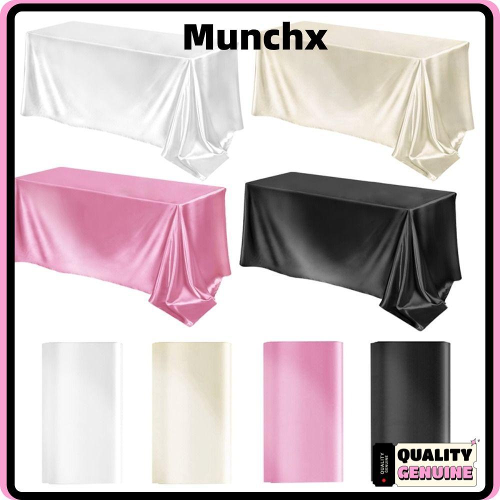 MUNCHX ซาตินผ้าปูโต๊ะ, อุปกรณ์จัดงานแต่งงานสีขาวสีชมพูสีทึบผ้าปูโต๊ะสี่เหลี่ยมผืนผ้า, ตกแต่งโต๊ะ Bright Smooth ของขวัญตาราง