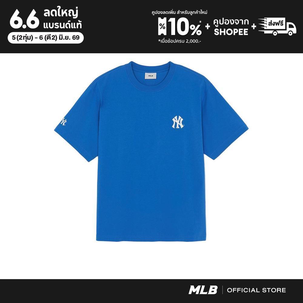 MLB เสื้อยืด ยูนิเซ็กซ์ Basic Street Back Lettering Over Fit T-Shirts รุ่น 3ATSB1063 50BLN สีฟ้า