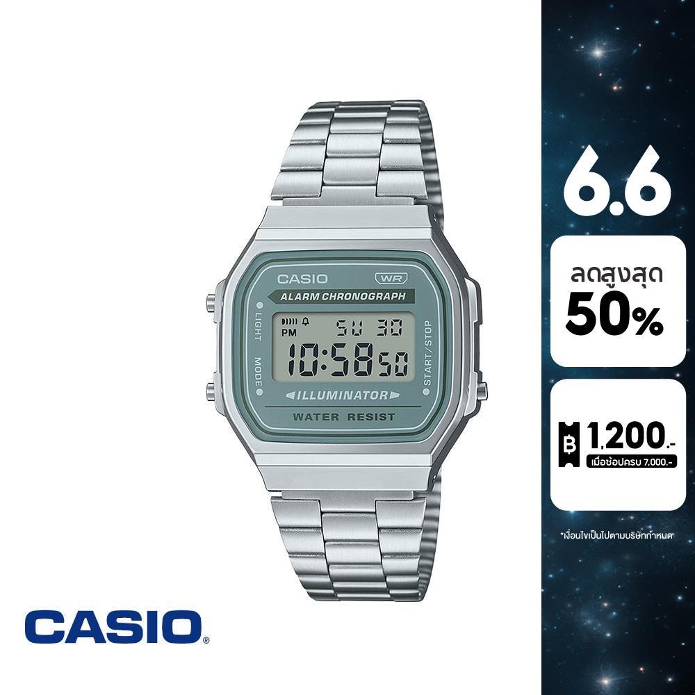 CASIO นาฬิกาข้อมือ CASIO รุ่น A168WA-3AYDF วัสดุสเตนเลสสตีล สีเขียว