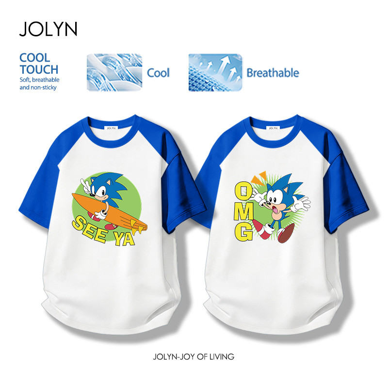 เสื้อ oversize ผู้หญิง cotton คอกลม สบายและนุ่ม Sonic the Hedgehog ลายพิมพ์การ์ตูนน่ารัก สไตล์ลำลอง มี 10 สี