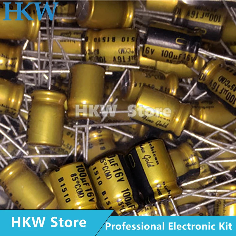 10 ชิ้น/ล็อต Nichicon FG Series Fine Gold 10uF 100uF 220uF 470uF 3300uF 16V HiFi Audio Capacitor 20%
