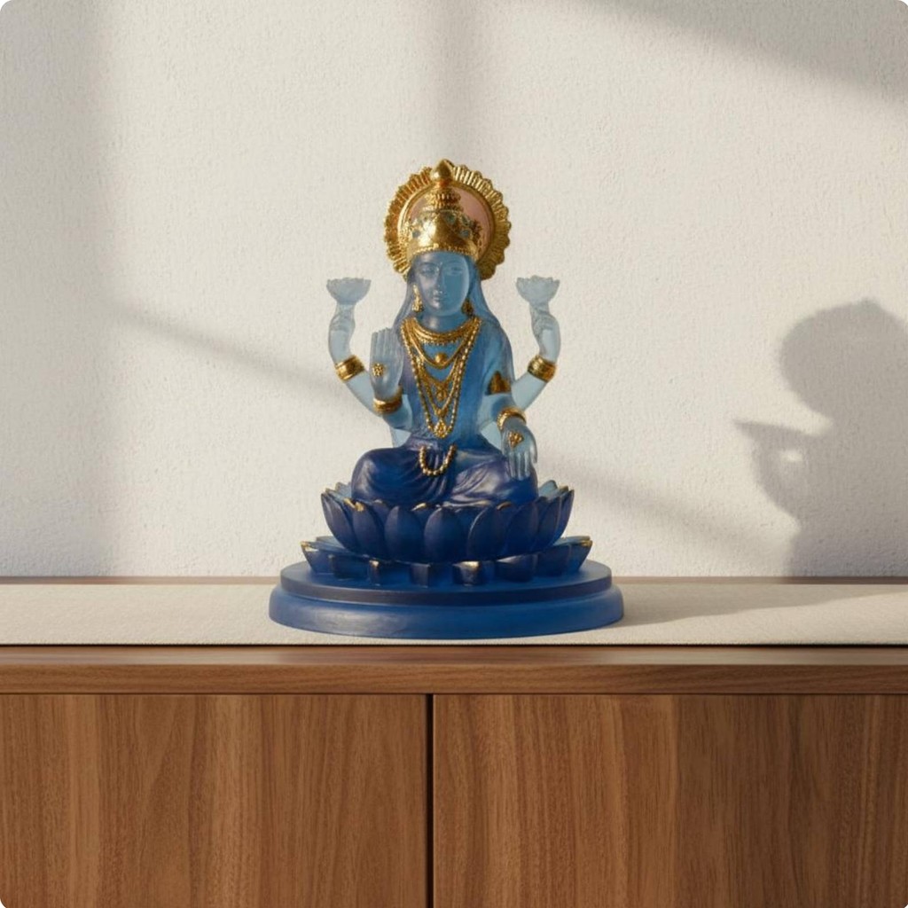 Gold Accents เรซิ่น Deity ตุ๊กตาออกแบบประดับรูปปั้น Deity หลายแขนที่นั่ง Pose