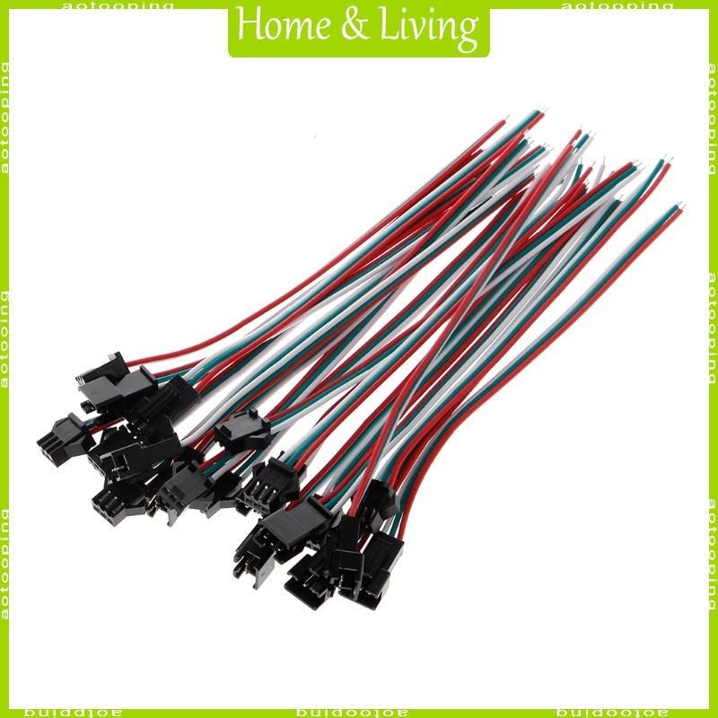 AOTOO 10 คู่ 3 ขา JST SM ชายหญิงปลั๊กสายเชื่อมต่อสําหรับ WS2812B WS2812 WS2811