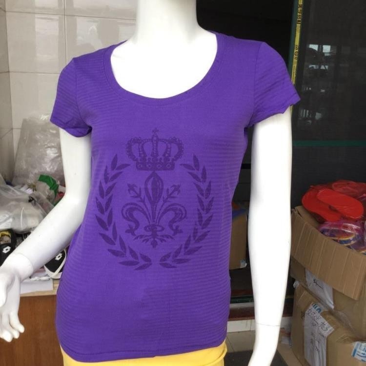 Lotto sport lotto Women Florence Purple Lily เสื้อยืดผ้าฝ้ายแท้ ETSE056-1
