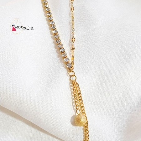 สร้อยคอทองคําผู้หญิงพร้อม Boba และพลอยสวยงามลาย N1102203