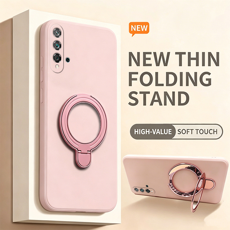 PBZZ สําหรับ huawei nova 5t nova5 t เคสโทรศัพท์ความวิตกกังวล Softcase ซิลิโคนกันกระแทกออกแบบใหม่ความงามพร้อมที่วางสําหรับสาวน่ารักสีชมพู YTXUZJ1