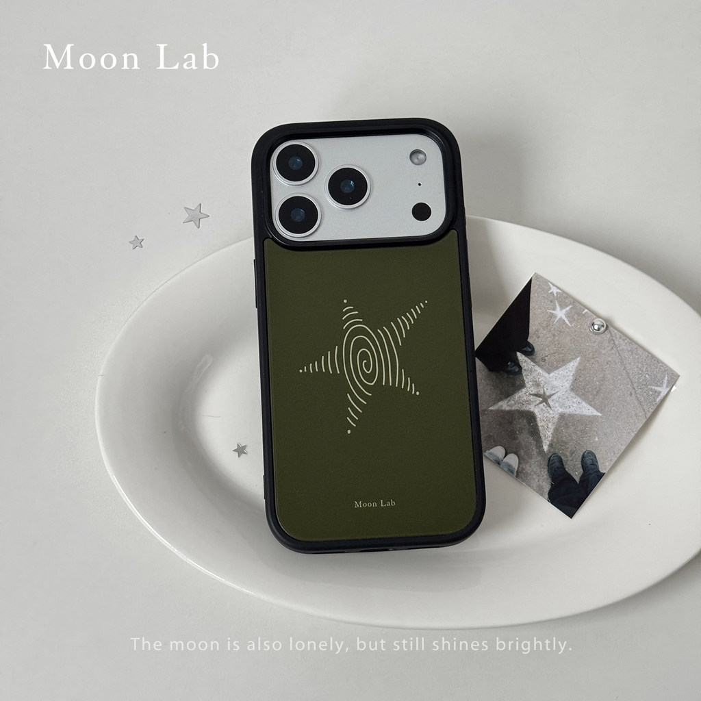 Matcha Star ins สไตล์กรอบสีดํา Matte Matte อะคริลิคแม่เหล็กใช้ได้กับ Apple 16pro เคสโทรศัพท์ iPhone17promax15pro เคสป้องกัน Simple 15promax